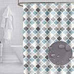 Tennove Shower Curtain 240 x 200cm Mildew Resistant Geometric Thick Polyester Fabric Bathroom Shower Curtain Waterproof Washable Bath Curtain with Hooks, Weighted Hem