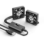 ELUTENG Mini Ventilateur USB 40mm 2 en 1, PC Ventilateur avec 3 Vitesse Réglable Ventilateur d'ordinateur avec Grilles Métalliques 4cm pour TV Box, Router, Xbox, PS4, Noir