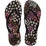 Havaianas Women Slim Animals, Black/Pink Lemonade, 2