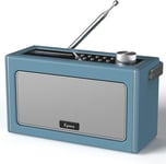 Radio Portable Dab/Dab Plus et Radio FM à Pile, Poste Radio Vintage et Retro avec Enceinte Bluetooth, Radio Portable Piles et Secteur avec Batterie Rechargeable par USB, 15 Heures d¿Autonomie