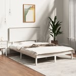 The Living Store - Cadre de lit Blanc Bois massif 120x190 cm Petit double Blanc