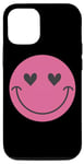 iPhone 15 Pink Smile Face Shirt Cute Happy Peace Smiling Face Women Case