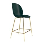 Gubi - Beetle Counter Chair Un-upholstered, Conic Base Brass, Green Shell - Barstolar - GamFratesi - Grön - Metall/Plast