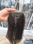 18INCH BRAZILIAN VIRGIN HUMAN HAIR KINKY STRAIGHTS SILK BASE TOP CLOSURE 4X4 60g