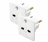 EU Travel Adaptor UK to EU Pin Convert Power European Plug Converter 2 PACK