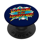 Le coaching est mon super pouvoir | Retro Comic Coach PopSockets PopGrip Interchangeable