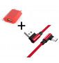 Pack Pour Asus Rog Phone Ii Smartphone Type C (Cable 90 Degres Fast Charge + Prise Secteur Couleur) - Rouge