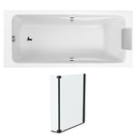 Pack baignoire droite 150 X 70 JACOB DELAFON Odéon up + pare bain 2 volets noir mat