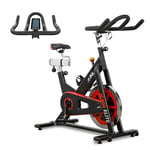 JLL IC400 ELITE Indoor Bike, Direct Belt Driven Exercise Bike For Home, 20kg Flywheel, Friction Resistance, Monitor, Heart Rate Sensors, Adjustable Seat, 12 Months Domestic Warranty, Black and Red