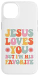 Coque pour iPhone 14 Plus Retro Groovy Jesus t'aime mais je suis son chrétien préféré