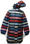 Joules GoLightly Navy Stripe Multi Packaway Jacket Waterproof Mac Coat Size 6