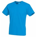 Stedman Classic V-Neck Men T-shirt Blå bomull Large Herre