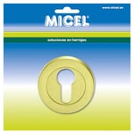 MICEL - 17186 - Bouche de sécurité pour serrures de porte, en forme de poire, en aluminium, finition laitonnée, diamètre 50 mm, épaisseur 10 mm, 50 x 50 x 10 mm