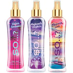 So…? Summer Escapes Womens Body Spray Mixed Fragrance Bundle 200ml (Pack of 3) (European)