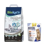 Biokat´s Diamond Care + GimCat Nutri Pockets - Sea mix (150 g) kaupan päälle! - 6 l Sensitive Classic -kissanhiekka