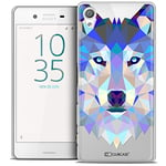 Caseink - Coque Housse Etui pour Sony Xperia X [Crystal HD Polygon Series Animal - Rigide - Ultra Fin - Imprimé en France] - Loup