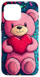 Coque pour iPhone 16 Pro Max Ours en peluche coeur Saint-Valentin