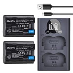 DuraPro 2pcs 2280mAh NP-W235 NP W235 Battery + LCD USB Dual Charger with Type C Port for Fujifilm Fuji X-T4, GFX 100S Cameras