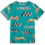 Småfolk Race Cars T-shirt Teal | Grön | 7-8 years