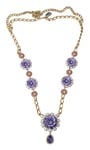 Dolce & Gabbana Collier Ton Doré Floral Cristaux Violet Décoré