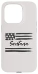 Coque pour iPhone 15 Pro Santana – Nom personnalisé, étoiles et rayures, drapeau des États-Unis