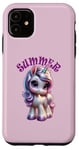 Coque pour iPhone 11 Motif licorne d'été mignon pour filles nom été