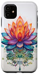 Coque pour iPhone 11 Fleur de Lotus Japonais Yoga Zen Bouddha Coloré Floral