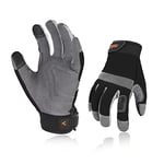 Vgo... 2Paires Gants de Travail de Sécurité, Gants de Constructeur, Gants de Jardinage, Gants de Mécanicien Légers (SL7584,8/M,Noir,2Paires)