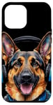 Coque pour iPhone 15 Plus Berger Allemand Écouteurs Chien Alsacien Animaux Imprimé