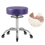 OUTMASTER Tabouret sur roulettes réglable en hauteur - 50-62 cm - Charge maximale : 180 kg - Tabouret pivotant à 360° - Pour salon et spa - En cuir - Violet