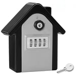 Boite a Cle Securisee Mural Boite a Clé avec Code Numérique & Clés d'urgence, Grand Key Safe Box Format Coffre a Clef Extérieur pour Maison, Bureau,