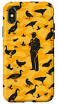 Coque pour iPhone X/XS Jaune Minimaliste Ethnique Chasse Sauvagine Camouflage Chasseurs de Canard