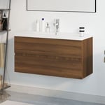 Meuble sous lavabo pour salle de bain avec bassin intégré Chêne brun Bois d'ingénierie 95723