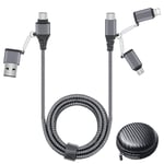 Câble Multi USB Universel,Câble Charge Rapide Sync USB C/USB A vers Phone/USB C/Micro 60W 3A PD 3.0 Compatible avec Phone Huawei HTC Laptop Tablette LG Galaxy Sony Android Smartphones etc