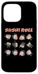 Coque pour iPhone 14 Pro Max Rouleau de sushi amusant dessin animé Kawaii Anime japonais Art Design