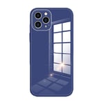 Dqtaoply Coque de protection pour iPhone 12 Pro Max en verre trempé avec cadre en silicone liquide pour iPhone 12 Pro Max (bleu)