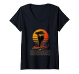 Womens Bruce Lee Sunset High Kick Signature Vintage V-Neck T-Shirt