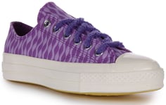 Converse Chuck 70s Low A05023C Womens Trainer Purple Print Lace up UK 5 - 11