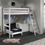 Pack - Lit Mezzanine Enfant, Commode & Fauteuil-Lit "Pino" Blanc