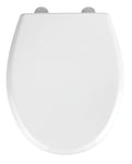 WENKO Abattant WC avec Frein de Chute Gubbio, abattant WC clipsable avec Fixation INOX, capacité de Charge jusqu'à 300 kg, Duroplast antibactérien, 37 x 44.5 cm, Blanc