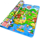 Tapis De Jeux Pour Bébé 200x180cm Pliable 2 Côtés Jouets En Mousse Souple Double Face Alphabet Animaux Pour Enfants