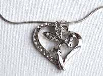 NEW Silver plated open heart fairy pendant necklace valentines love jewellery UK