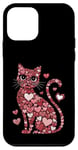 Coque pour iPhone 12 mini Meowentine Coeurs et Fleurs Chat Romantique Saint Valentin