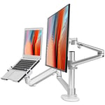 viozon Monitor and Laptop Mount, 2-in-1 Adjustable Dual Monitor Arm Desk Stand, Single Gas Spring Arm with Laptop Tray for 12-17" Laptop. Single Arm Stand/Holder for 17-32" Computer Monitor(3L ProS)