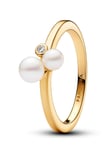 Pandora Timeless 14k gold-plated toi et moi pärlring 163156C01-54