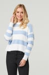 Izabel London Womens Blue Striped Side Split Knit Pullover Acrylic/Nylon - Size 18 UK