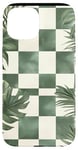 Coque pour iPhone 15 Vert Classique Tropical Carreaux Vert Sauge Blanc Vintage