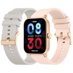 ECHO Rainbow Lite - Montre Connectée Femme 1.83'' Or Rose - Appel Bluetooth/sans Fil & Capteurs Santé - Modes Sport avec Coaching - 2 Bracelets Gomme - Légère & étanche - Android/iOS