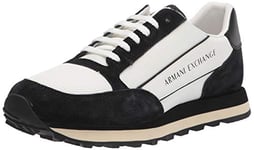 Armani Exchange Homme Suede Bicolor Sneakers Basket, Off White Black, 41.5 EU