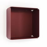 Etagère murale cube DECO-GEM, acier finition époxy red brown métallisé, fond même coloris. L.30 x H.30 x P.15 cm